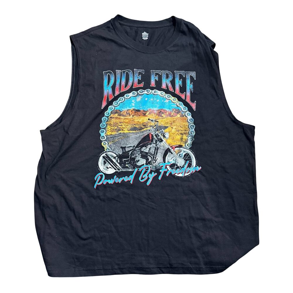 Ride Free Motorcycle Tank Top Plus Size 2X Mens Powered By Freedom NEW WITH TAGS